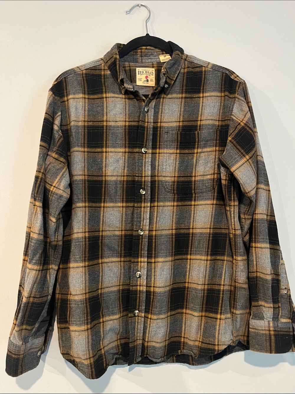 RedHead Men's Black, Gray & Tan Plaid Button-Down Shirt - Picture 3 of 4